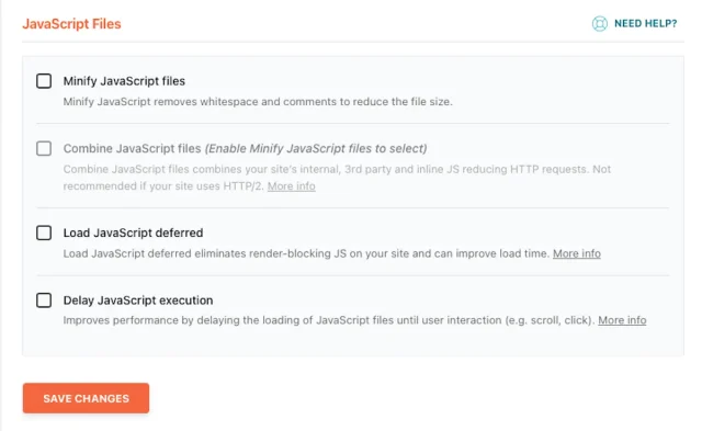 Javascript file minification wp rocket