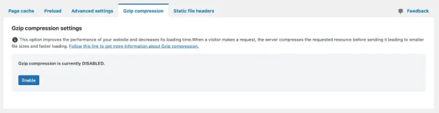 WP-Optimize g zip compression settings 1