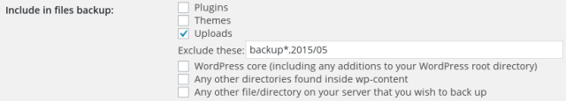 Select what to exclude in your UpdraftPlus backup