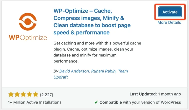 WP-Optimize in the WordPress plugin directory