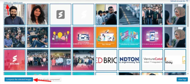 Compress selected images