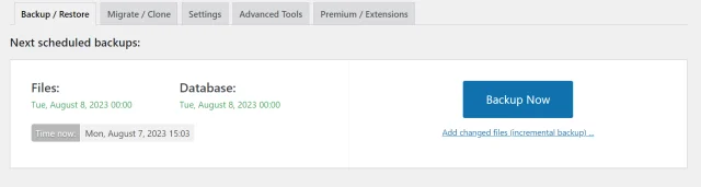 Migration guide backup