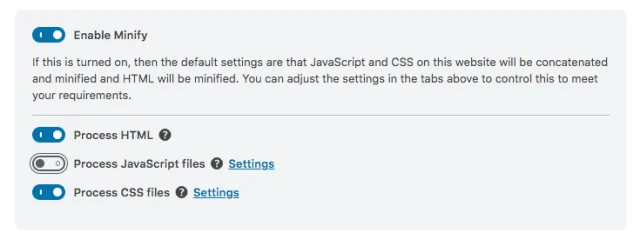 Minify disable javascript window
