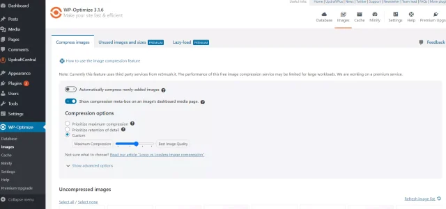 New project compression options