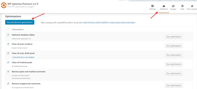 Run all selected optimizations window