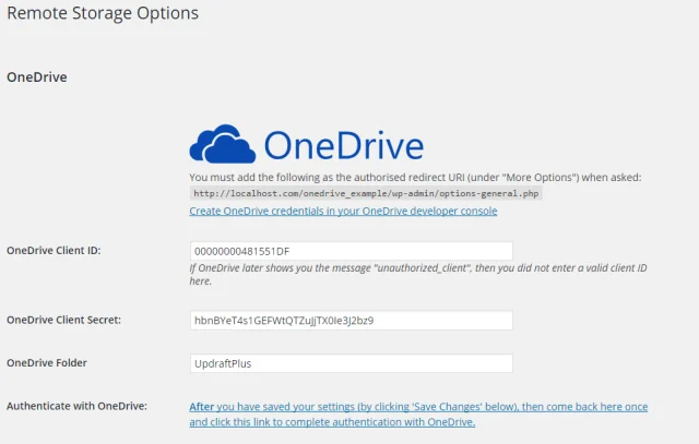 Save settings window
