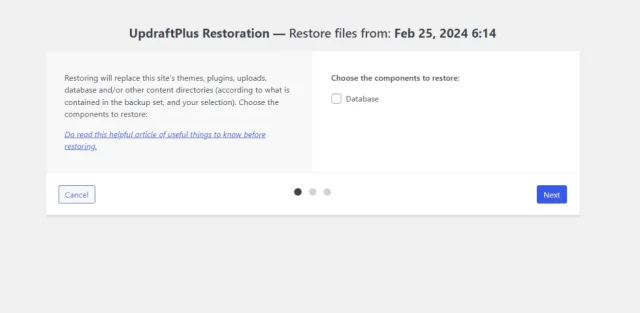 Screenshot showing click the next button to continue