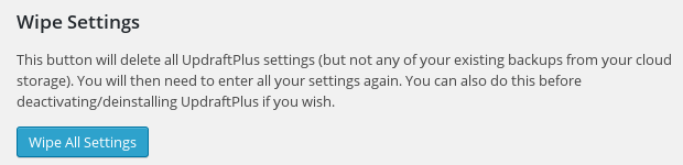 Wipe settings dialogue