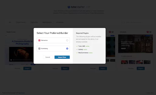 Select your prefered builder