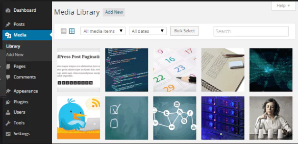 WordPress media library