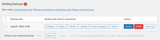You can find your existing backups here