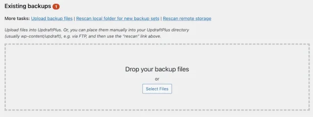 UpdraftPlus Upload Backup