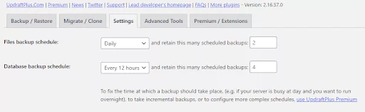 Setup backhup schedule