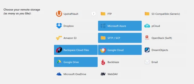 Different remote storage options