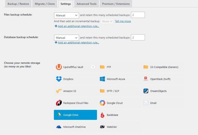 Install and activate UpdraftPlus premium screenshot